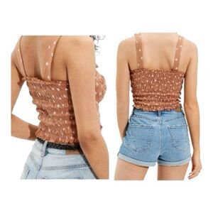 American Eagle Outfitters Brown Smocked Tank Top Size XS